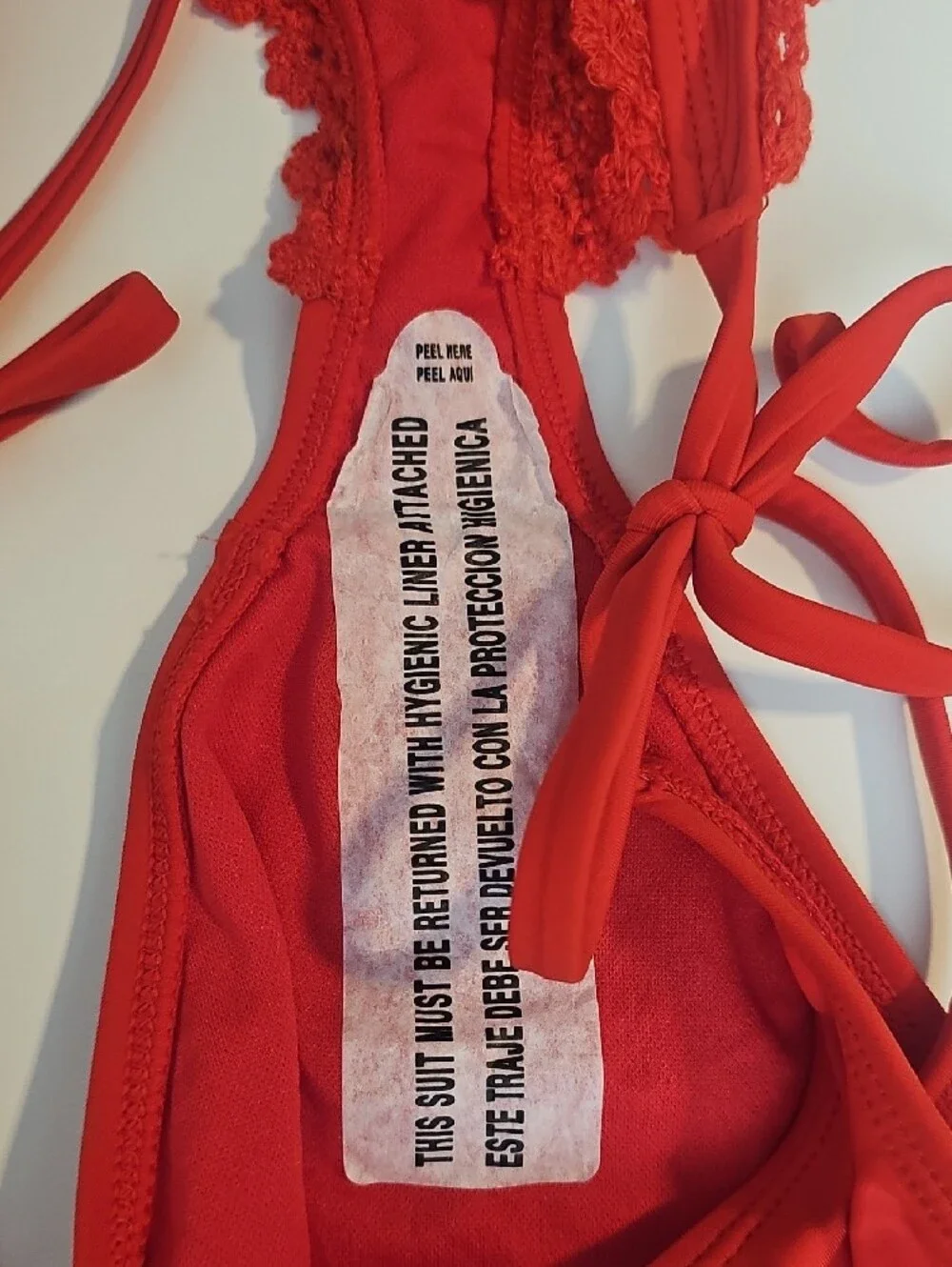 Wild Fable Women's M Crochet Edge Red Triangle Bikini Set